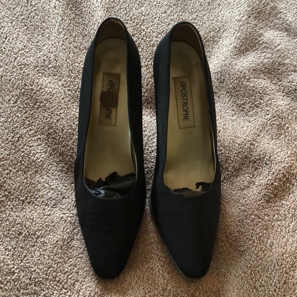 Evening satin Black heels vintage 11m - Picture 1 of 6